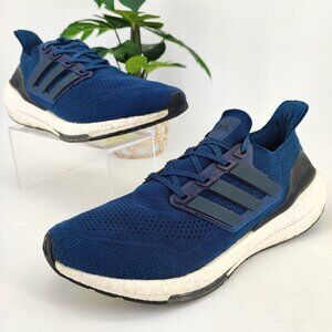 Adidas Men's Ultraboost 21 Navy Blue Mesh Running Sneakers Size 11